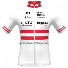 Maglia 2023 Fenix-Deceuninck Campione Di Austria Manica Corta Rosso Bianco